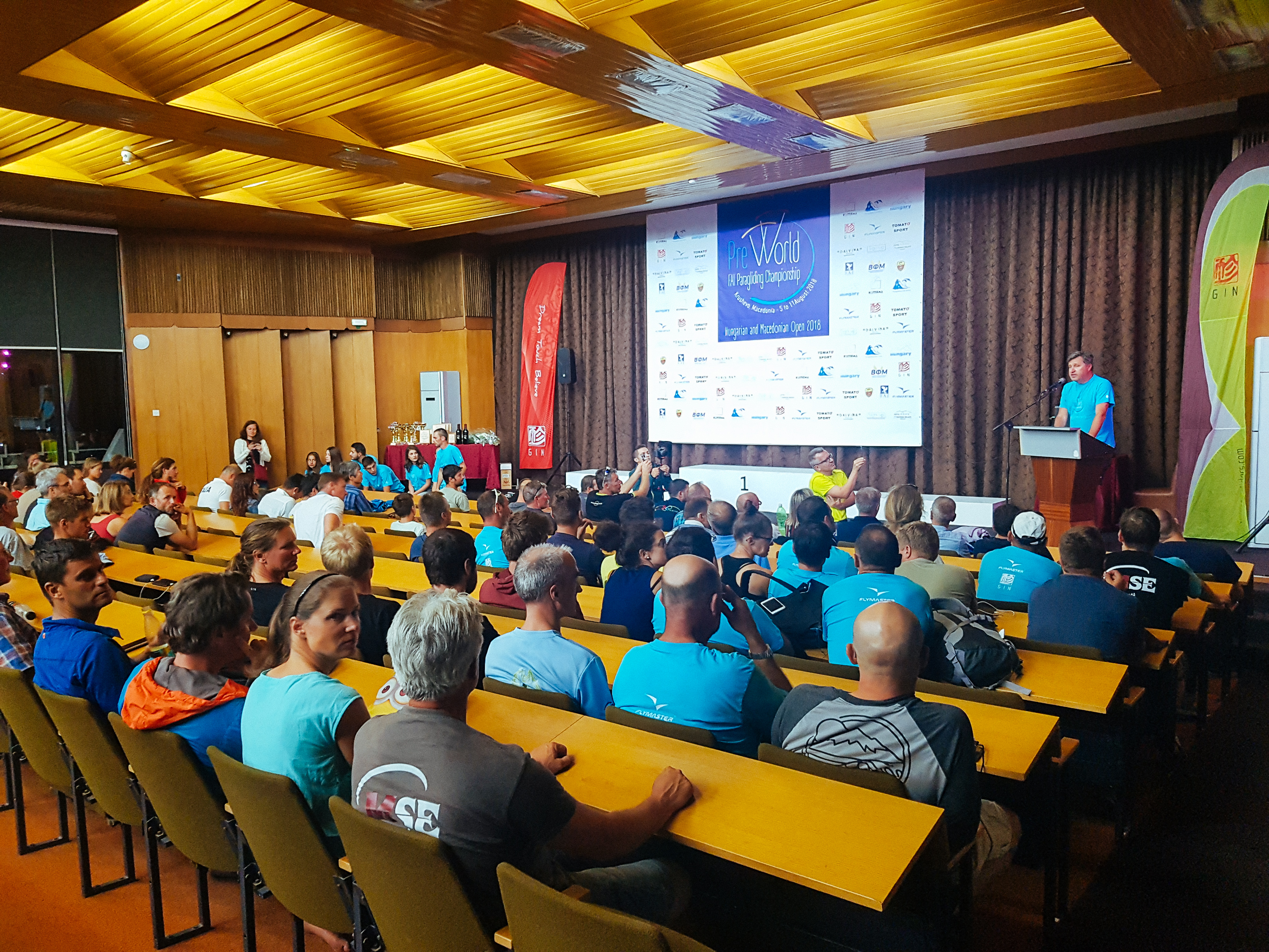 Paragliders briefing in our congress hall in Hotel Montana